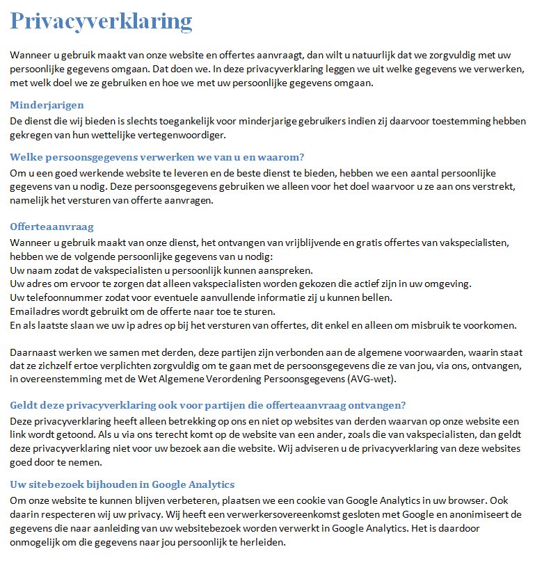 Privacyverklaring van Camerabeveiligingprijzen.nl